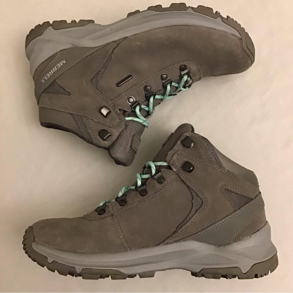 Merrell 10 Women's Erie Mid Waterproof Hiking Boots Gray Shoes *Missing Insoles* - Picture 9 of 12